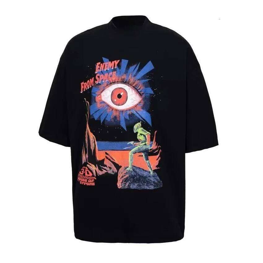 Summer 2025SS Puff Print House Of Errors Eye Logo Tee Women T-shirt High Street Vintage Black Short Sleeve Cotton Casual Tops C260207