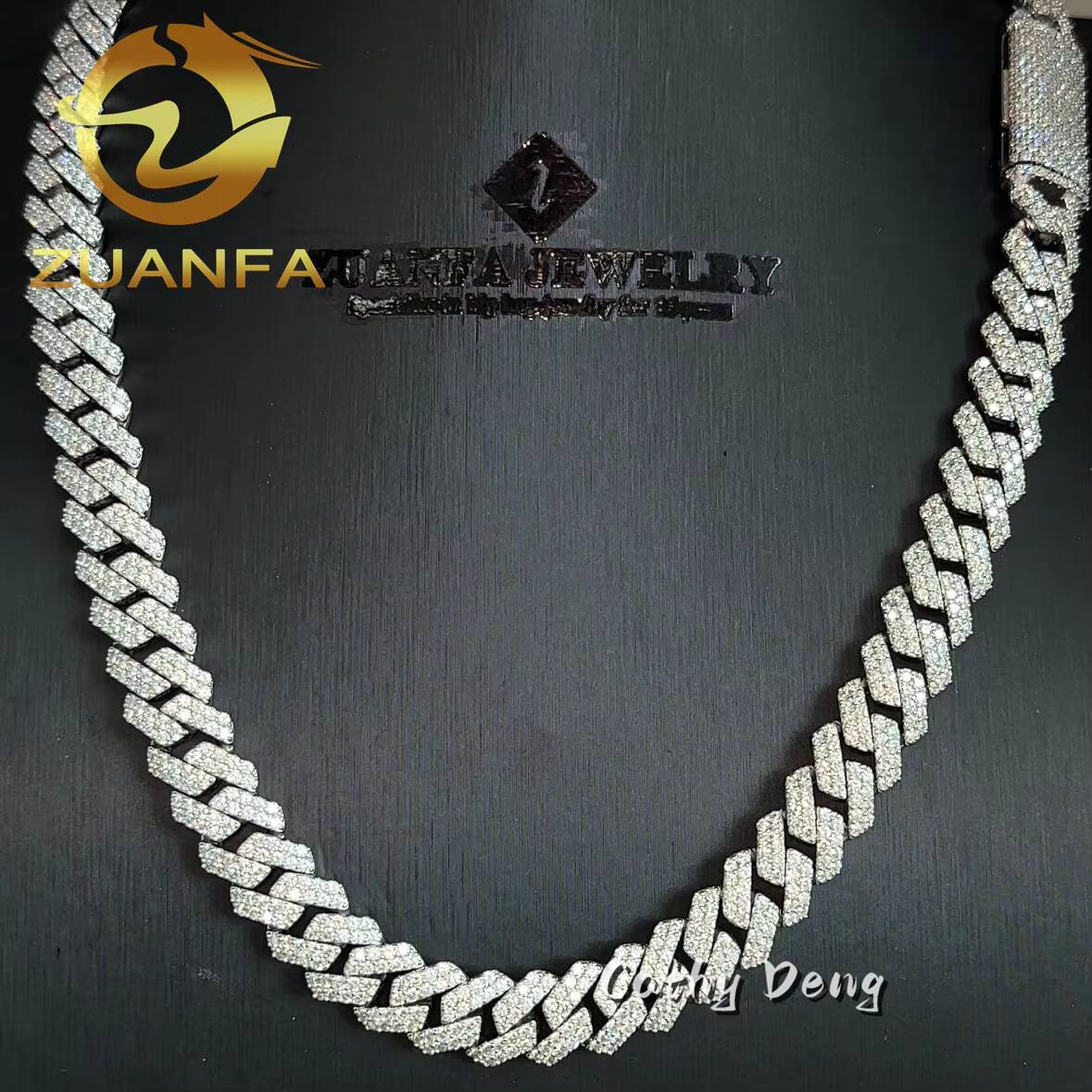Fast Shipping 12mm 2 Row Cuban Link Chain Moissanite Hip Hop Jewelry 925 Silver Iced Out Moissanite Cuban Chain Pass Tester