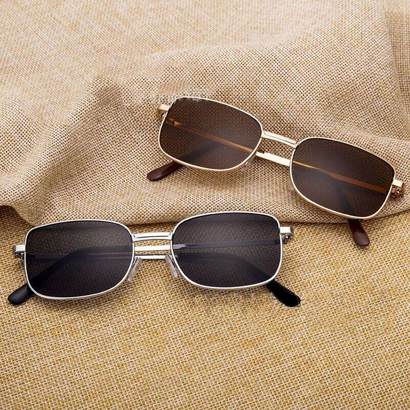 High-end men's gentleman square sunglasses for men black brown Y260207