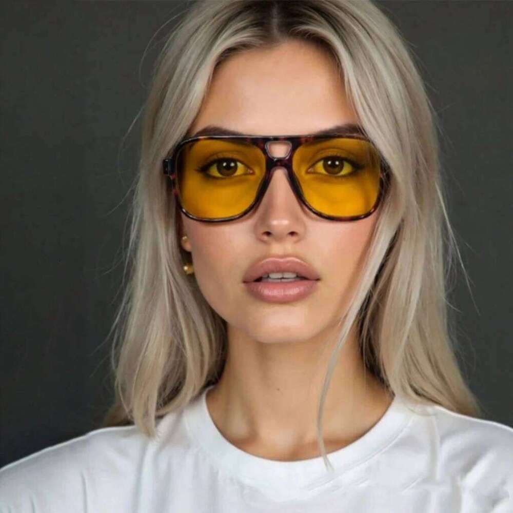 New Vintage Classic Designer Double Bridge Square Sunglasses Women For Men Luxury Sun Glasses Big Frame Shades UV400 Eyewear Y260207
