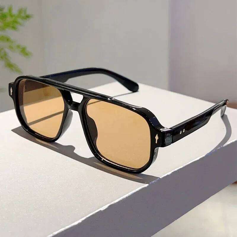 Retro Double Bridge Square Sunglasses Women Trending Vintage Brand Designer Black Sun Glasses Cute Female Eyewear UV400 Shades Y260207
