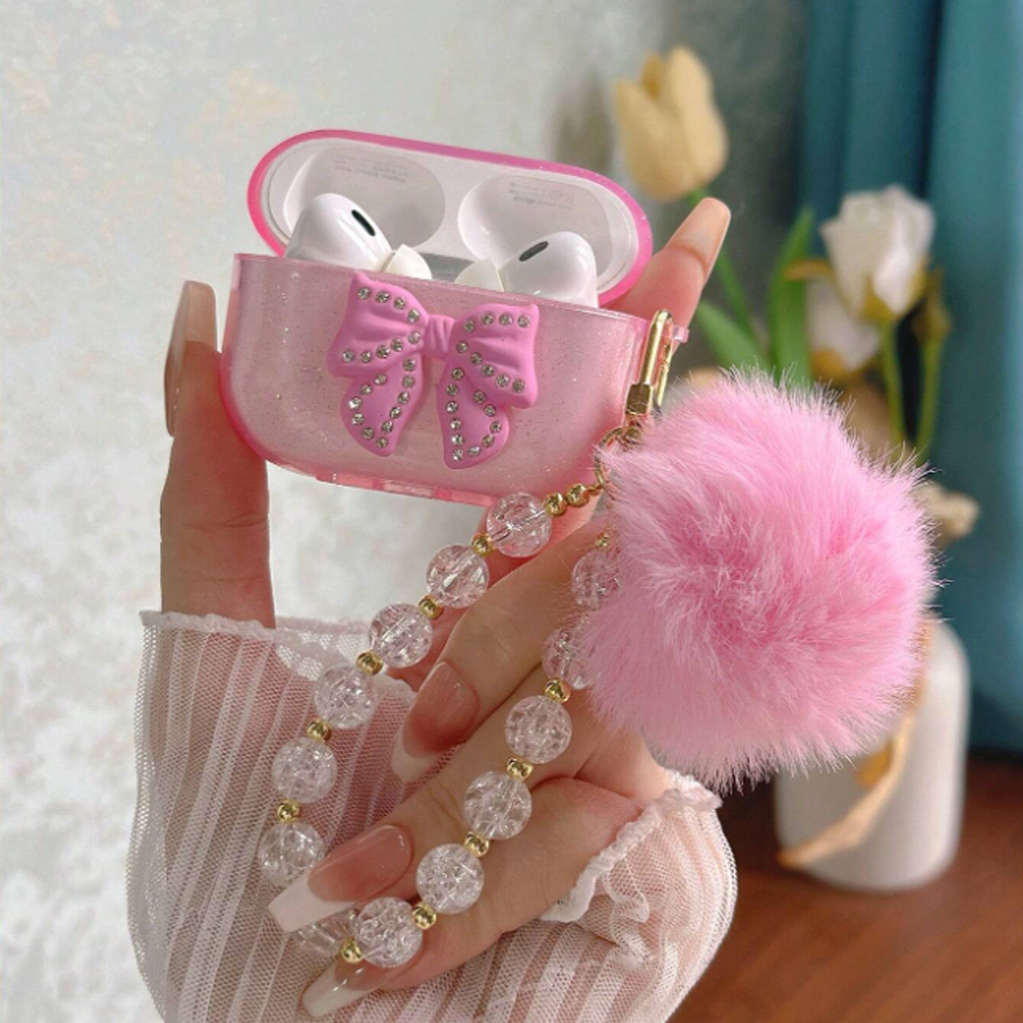 Diamond Bow Suitable for Apple AirPods 23 Generation Bluetooth Protective Case Anti-Scratch Earphone Shell