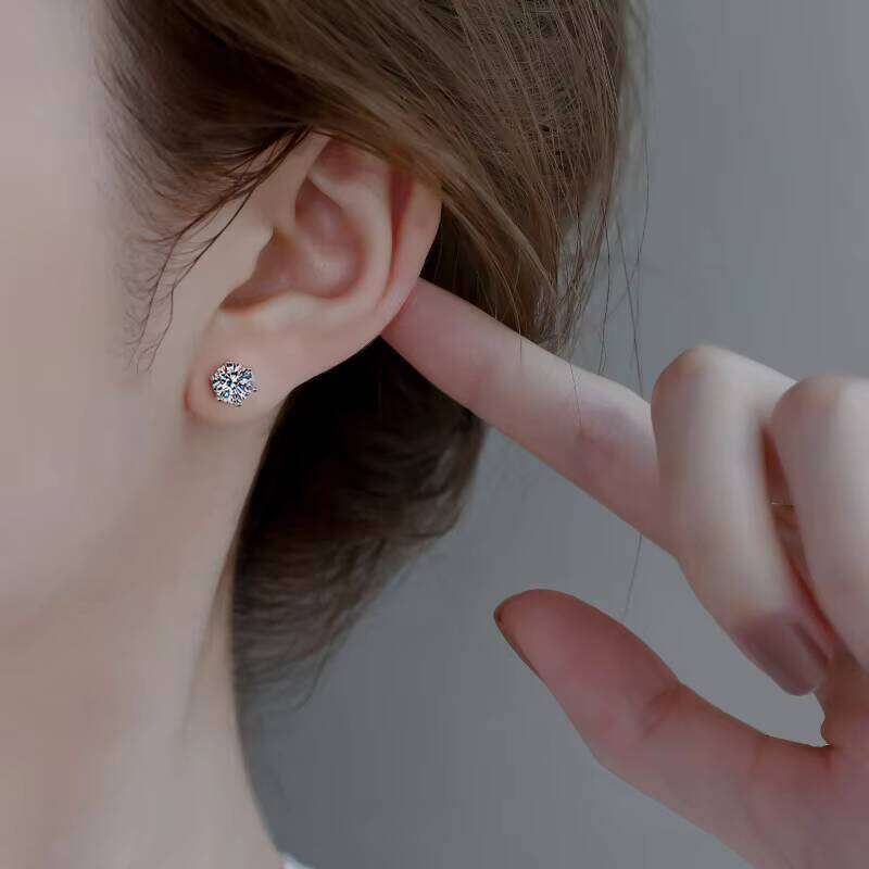Vintage Stud Earrings 925 Sterling Silver VVS Moissanite Round Brilliant Cut Wedding & Anniversary Jewelry Wholesale