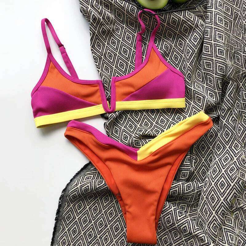 JyoJyo Sexy push up bikini set 2021 Color block swimsuit women Sports swimwear female 2 piece bathing suit summer beach wear new C260207