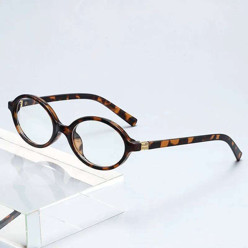 Fashion Small Oval Leopard Sunglasses Women Lovely Ins No Makeup Anti Blue Light Cute Decorative Computer Glasses Y260207
