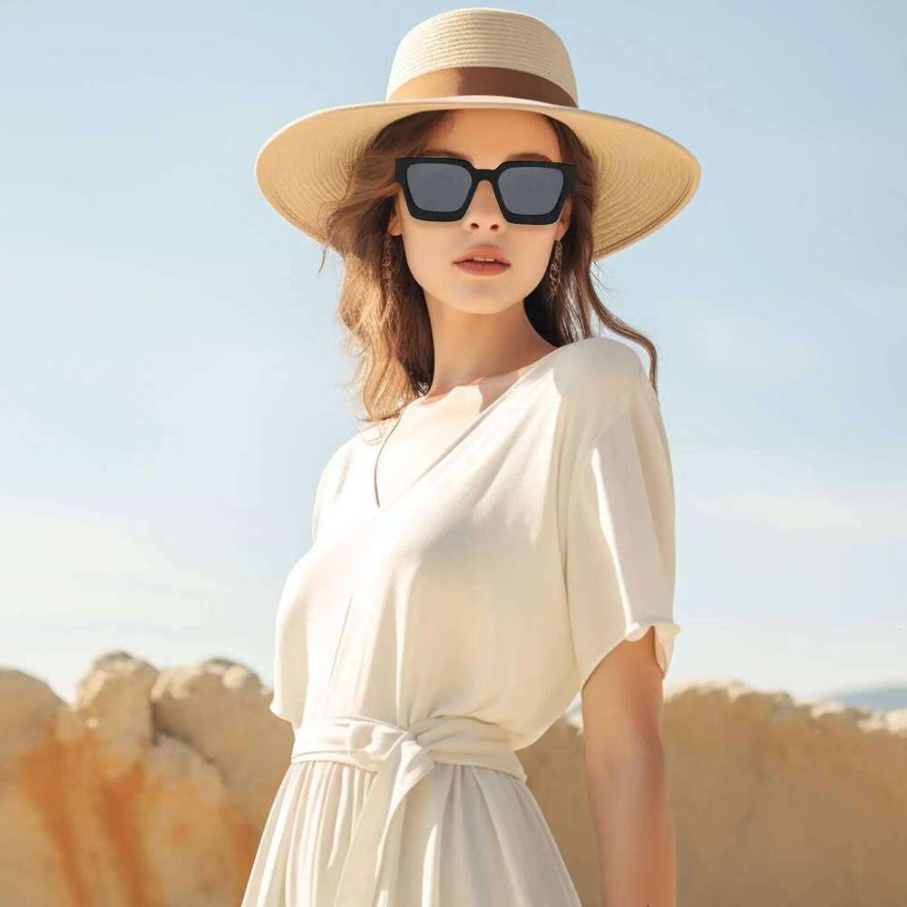 Women Vintage Glasses Ergonomic UV 400 Square Frame Sunglasses For Vacation Beach Driving Festival Y260207
