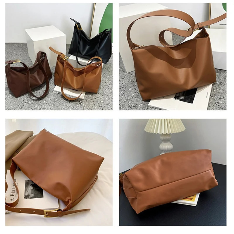 Vintage Pillow PU Leather Boston Handbag For Women Casual Large Capacity Shoulder Crossbody Bags Fashion Shopper Totes w251218