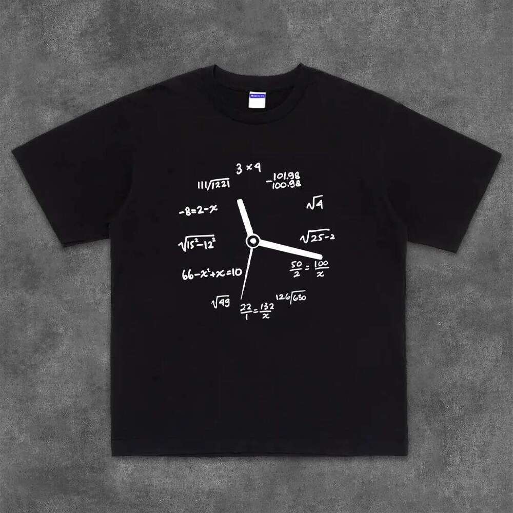 Mathematical Equation Clock Pattern Men Clothes Fashion Oversize T-Shirts Streetwear 100% Cotton Loose Tops Breathable Tee C260207