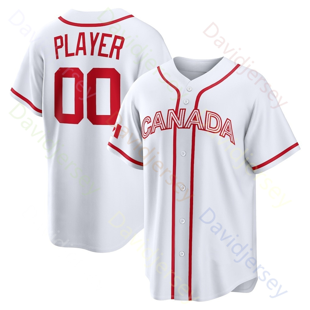 Team Canada World Baseball Classic WBC Jersey Josh Naylor Bo Naylor Cal Quantrill Tyler ONeill Abraham Toro Denzel Clarke Jerseys White