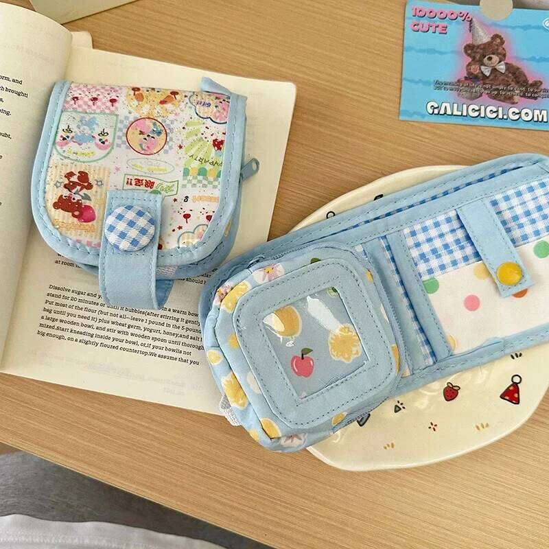 Summer Cartoon Retro Multi-layer Purse Mini Short Outdoor Student Coin Bag Photocard Wallet for Girls Y260206