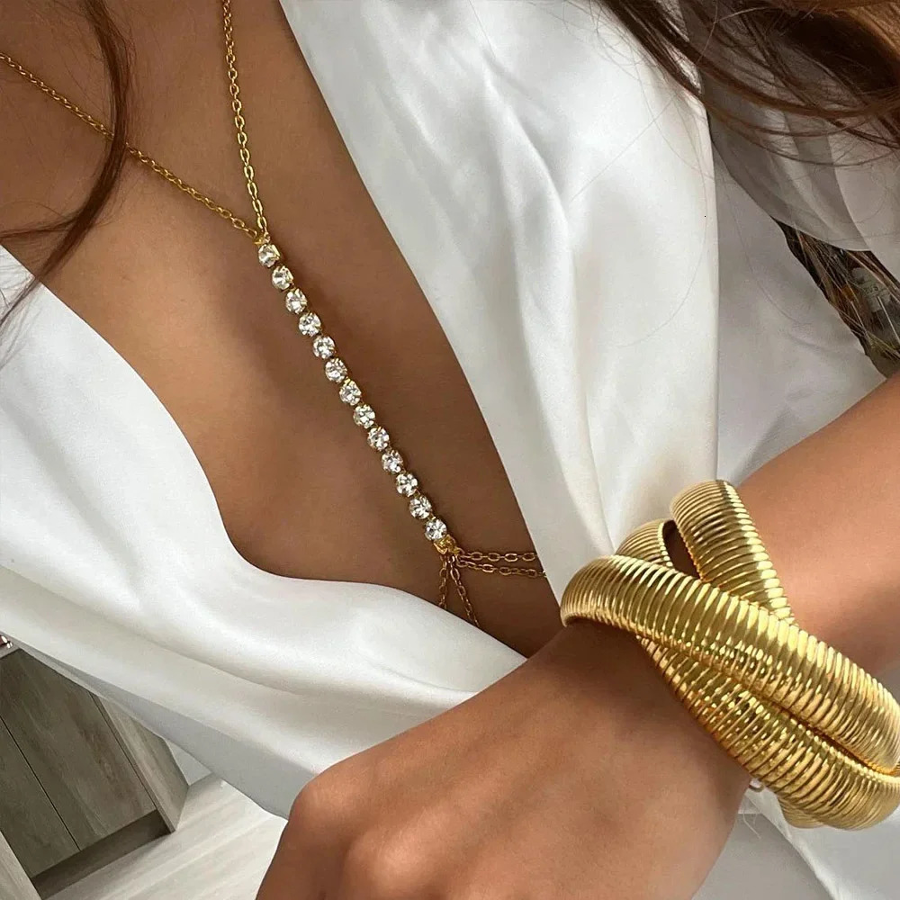 Simple Chest Chain Jewellery Harness Rhinestone Bra Bikini for Women Belly Waist Chain Body Sexy Lingerie Top Gift 260120