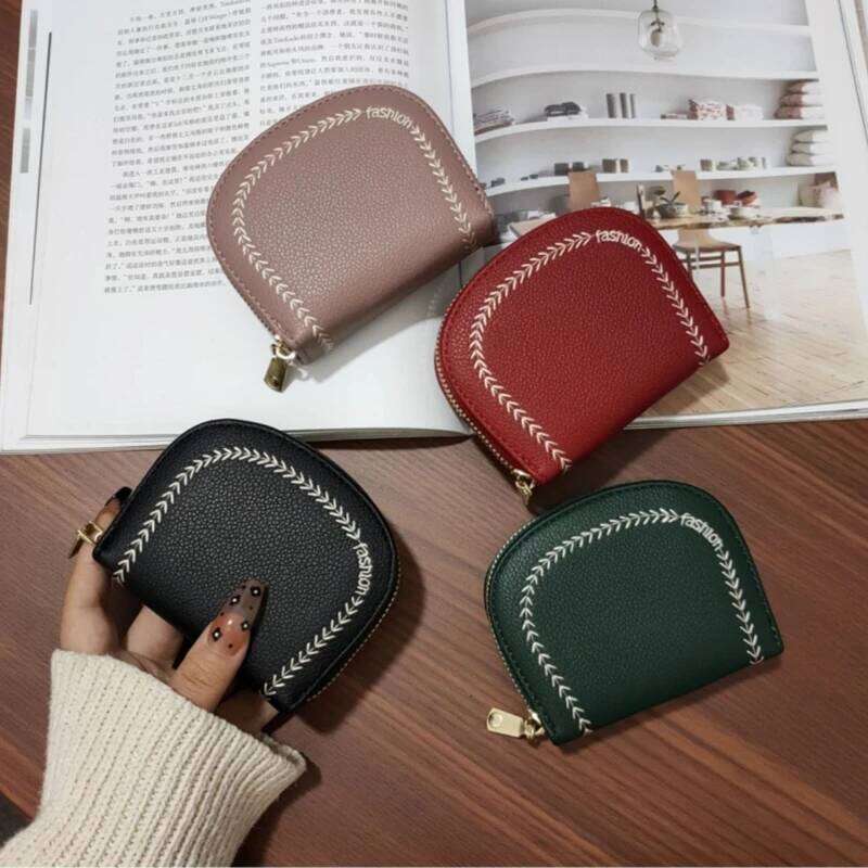 Multi Slot Holder Vintage Women Small Business Bank Credit Card Bag Coin Pouch Solid Leather Zipper Wallet Y260206