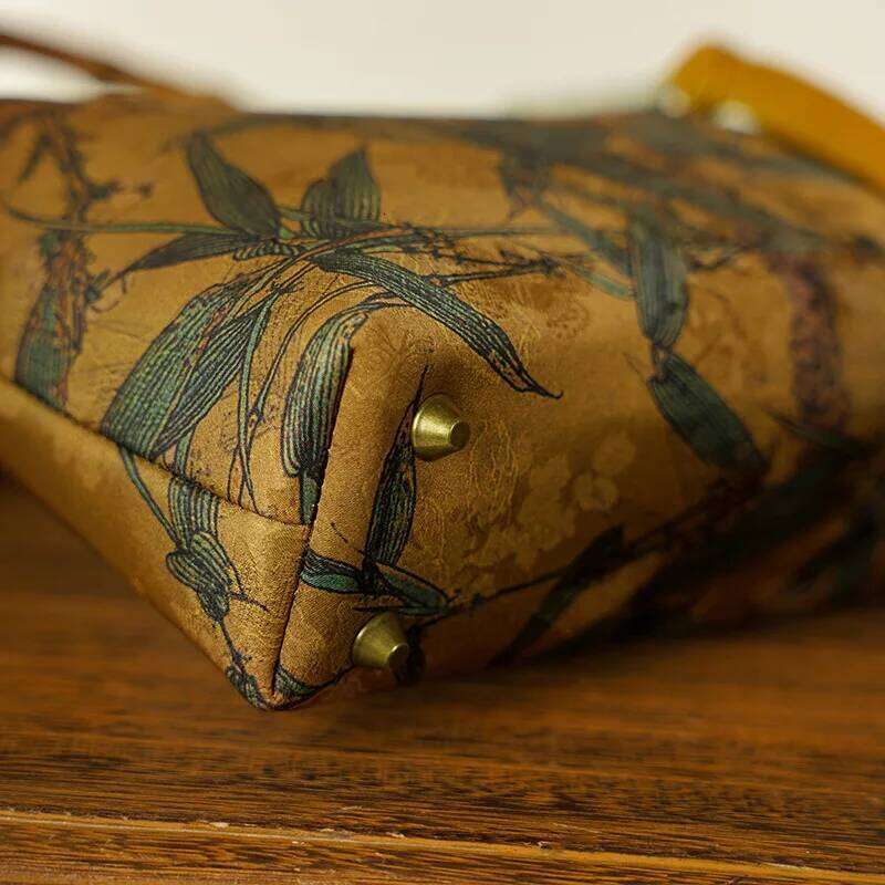 Fine Handmade Bamboo Handle Handbags Fashion Retro Print Chinese Style Cheongsam Evening For Women Chain Shoulder Bags