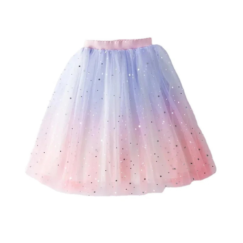 Girls Tutu Skirts Stars Print Princess Petty Dancing Party Skirt Children Gradient Costume Clothes 260207