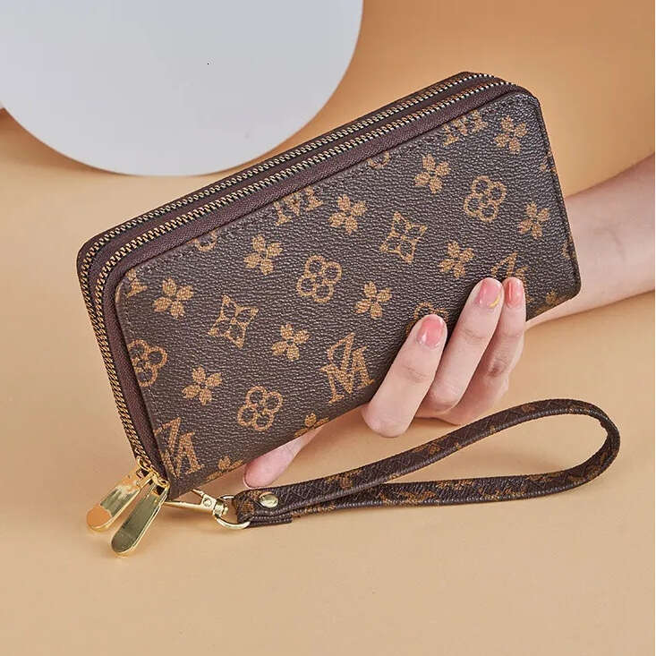 New European American Large Capacity Dual-Zipper Phone Bag Ladies' Long Wallet Printed Letter Clutch Unisex Multi-Function Card Holder Luxury Wal