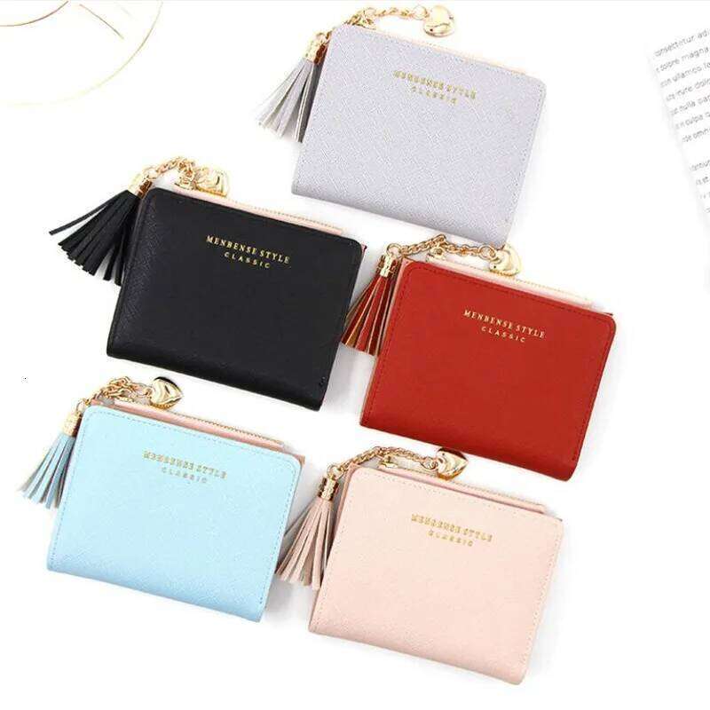 Heart Tassel Small Cute Wallet Short Leather Women Wallets Zipper Purses Portefeuille Female Purse Clutch Bag Y260206