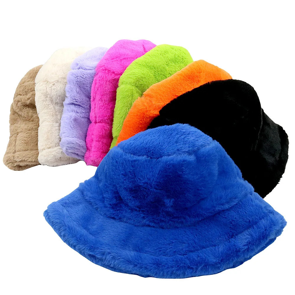 Solid Color Imitation Rabbit Fur Autumn And Winter Fisherman Hat Womens High-quality Warm Hat Outdoor Panama Hat 260202