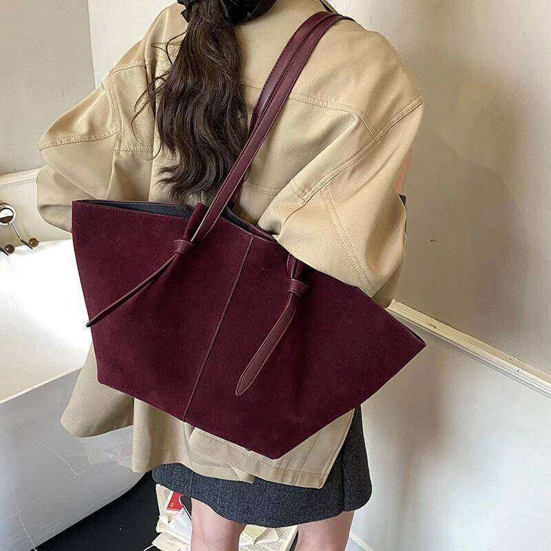 Faux Suede Tote Bags For Women Luxury Designer Handbags Purses 2025 New In Vintage Large Capacity Shoulder Bag C260207