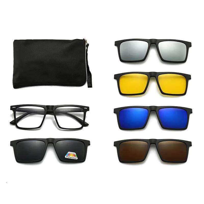 2302A 2 IN 1 Polarized Sunglasses Square Frame Magnetic Clip On Glasses TR90 Optical Prescription Eyeglass Frames Magnet Clips Y260207