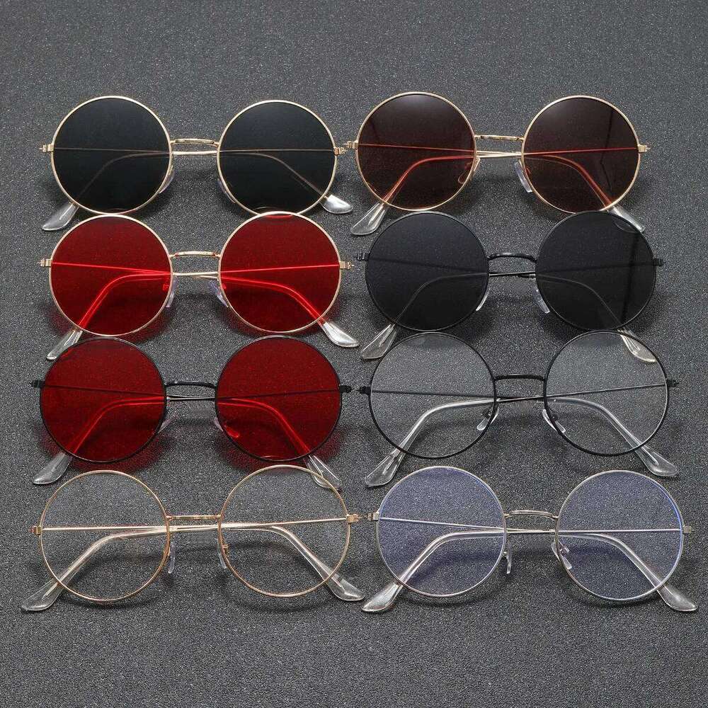 Retro Men Punk Style Sunglasses Colorful Round Metal Frame Sun Glasses Women Fashion Eyeglass UV400 Driver Eyeglasses Y260207