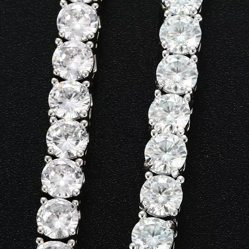 Wholesale 925 Sterling Silver Iced Out 3-5mm DEF Color VVS Moissanite Diamond Necklace Mens Tennis Chain Hiphop Jewelry