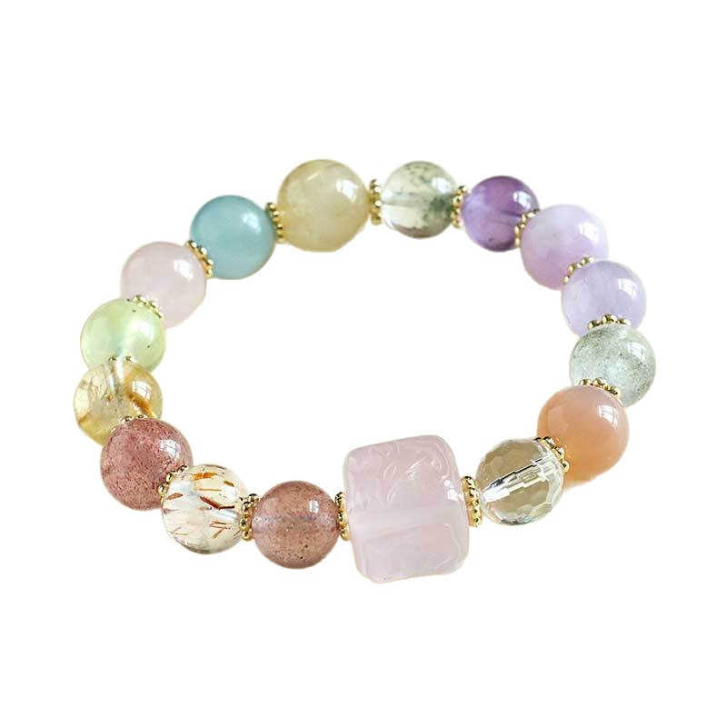 Fashionable Sugar Cube Multi Treasure Amethyst Bead Bracelet Women s Fashion High End Sense Navy Blue Treasure Bracelet Trendy And Versatile