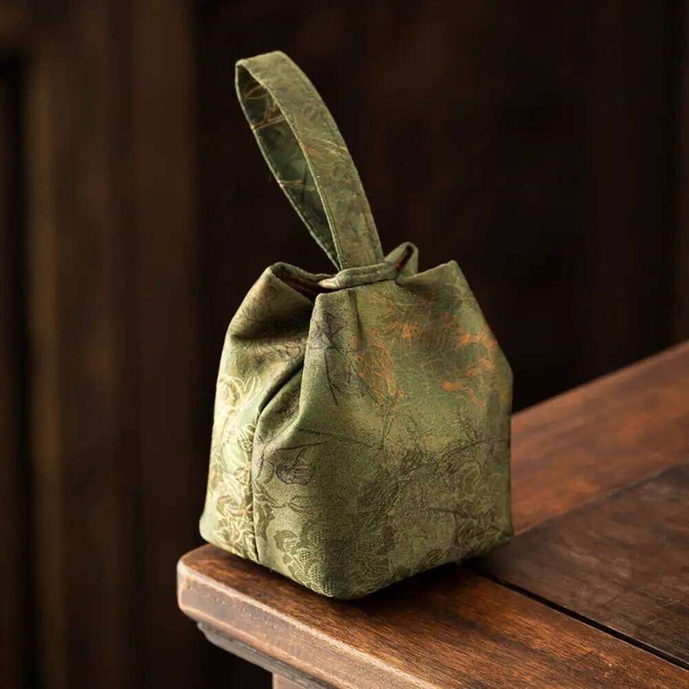 Chinese Style Teacup Drawstring Cloth Print Breakage-proof Teaware Storage Bag Portable Multifunctional Small Item Pouch