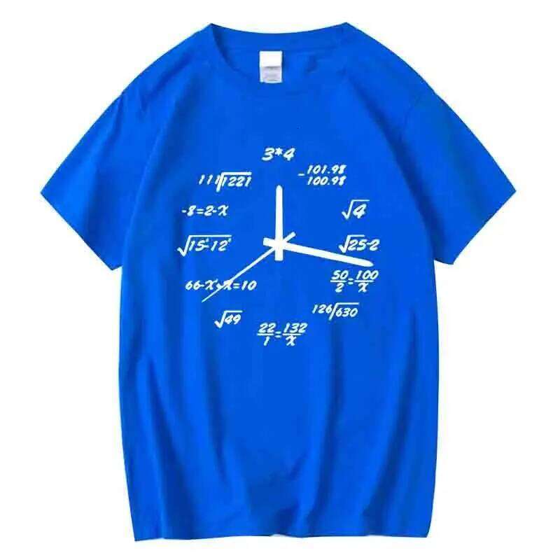 Men's 100%Cotton Casual Funny Math Clock Print Summer Loose O-neck T Shirt for Men Short Sleeve Cool T-shirt Male Tshirt C260207