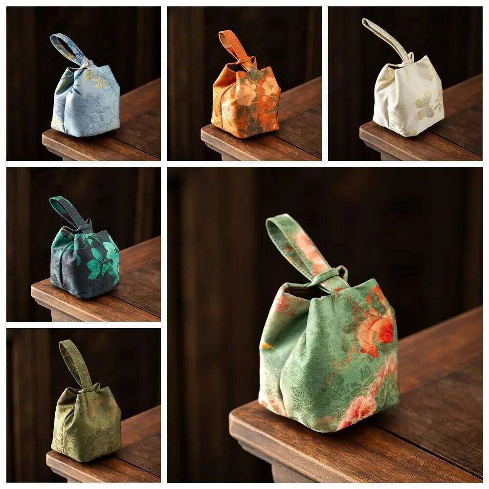 Chinese Style Teacup Drawstring Cloth Breakage-proof Print Small Item Pouch Portable Multifunctional Teaware Storage Bag ChicBag1113