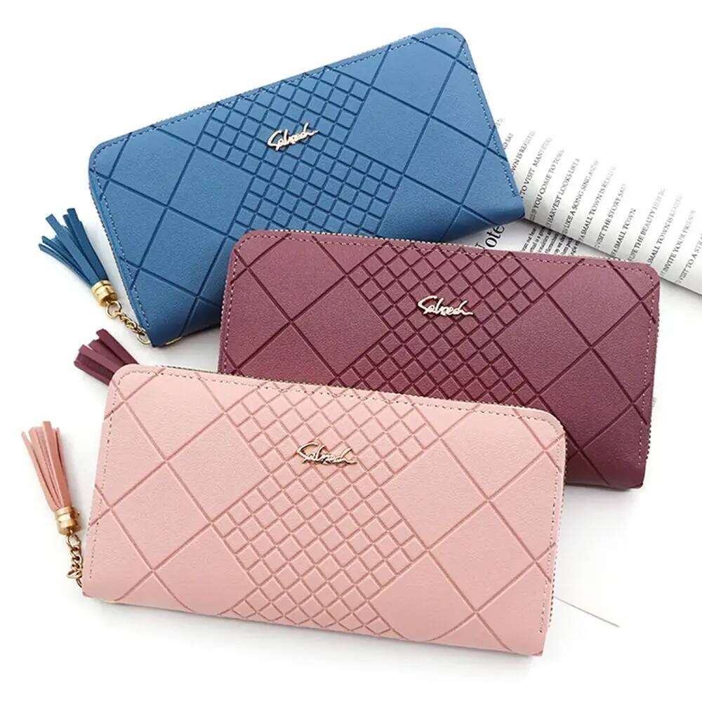Fashion Zipper Coin Purse Long PU Leather Wallet Large Capacity Wristlet Card Holder Women Y260206