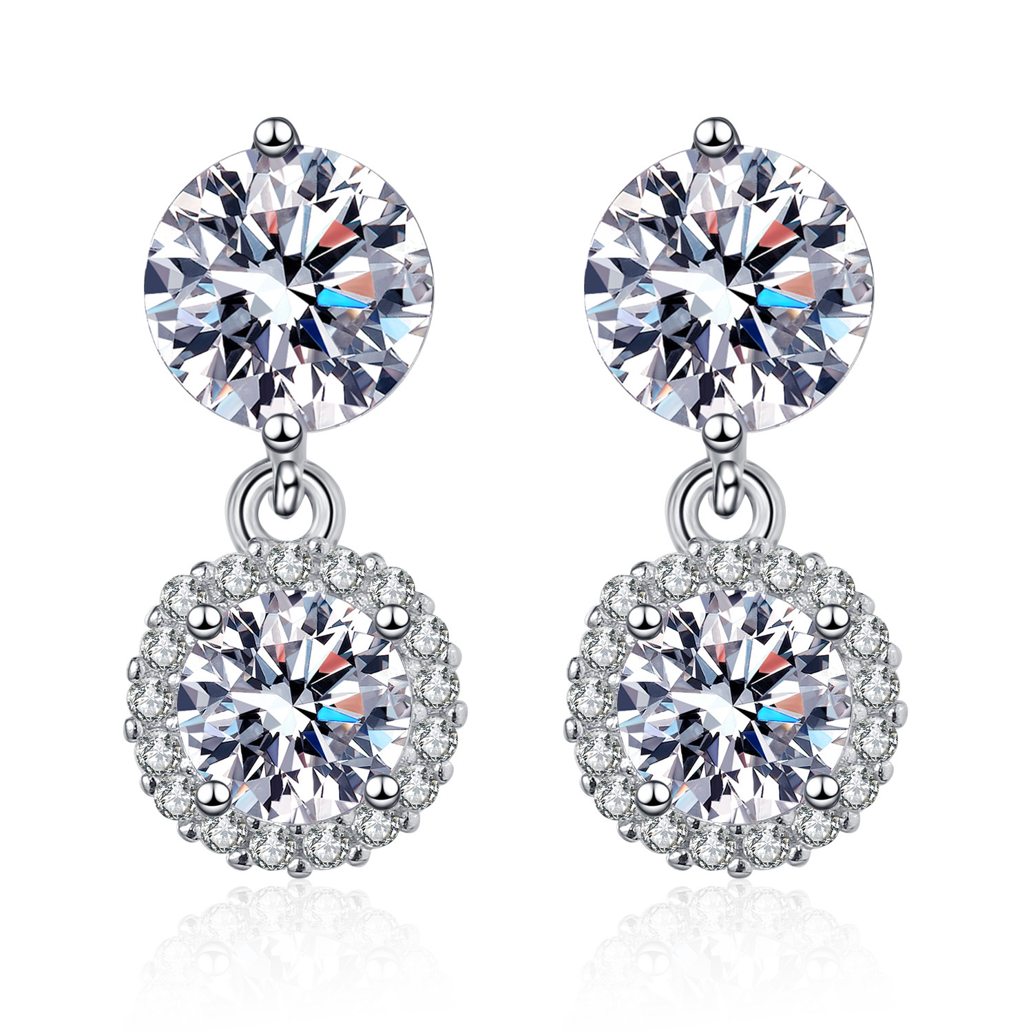 Choucong Sparkling Dangle Earrings Luxury Jewelry 925 Sterling Silver Round Cut Princess Lab Moissanite Diamond Gemstones Party Elegant Lady Drop Earr