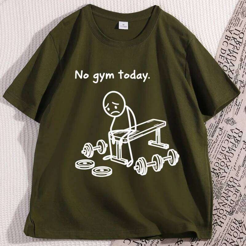 No Today Funny Fitness Tshirt Gym Lover T Shirt Lazy Workout Humor T-Shirt Men Women Cotton Tees C260207