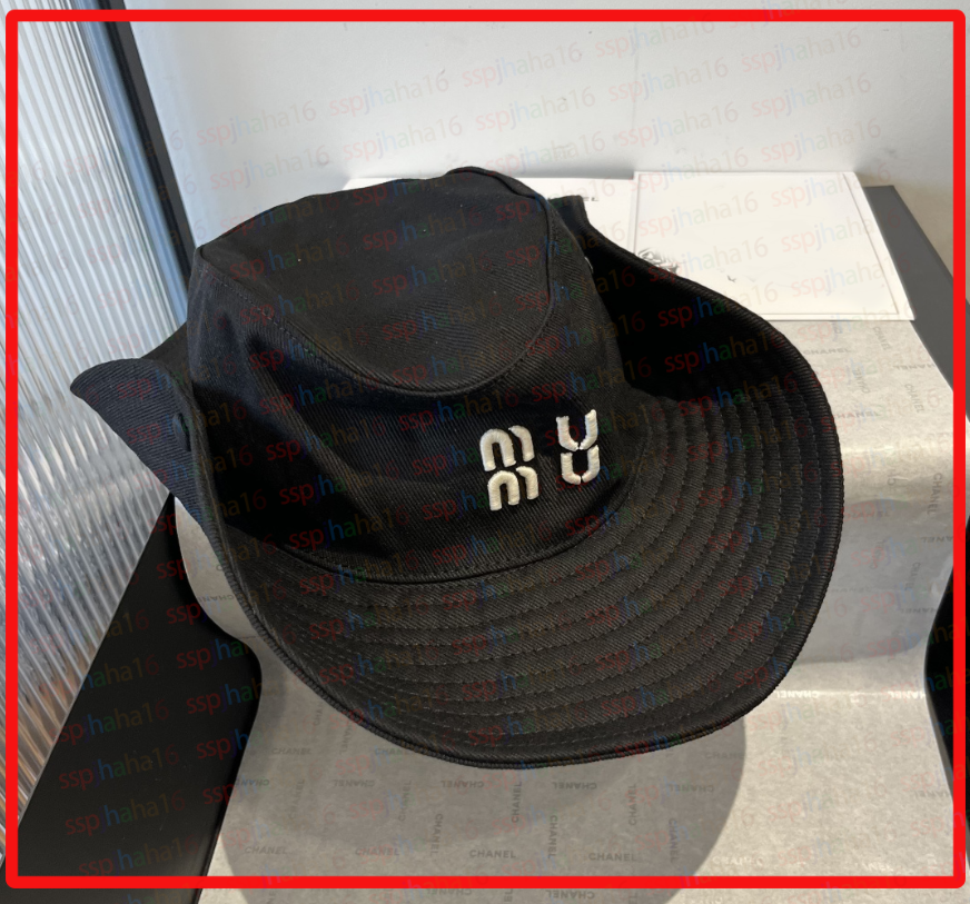 High Quality Miulys Miulys Bucket Hat Denim Large Brim Hat Designer Letter Embroidery Bucket Hat Casquette Luxury Basin Hat Men's Street Shoot Hat 57cm