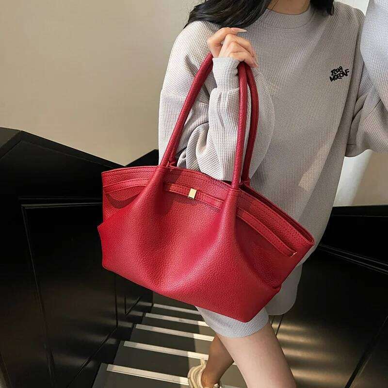 Luxury Fashion Niche Design Soft PU Leather Tote Spacious Capacity Women's Shoulder Crossbody Bag Commuting Travel C260207