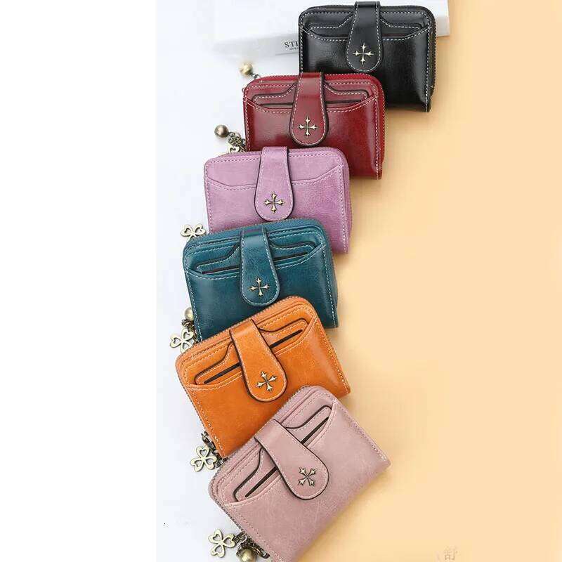 Women Fashion Clasp & Zipper Coin Purse Driver License ID Card Holder Organizer case Korean Women's Waxed Leather Wallet Y260206