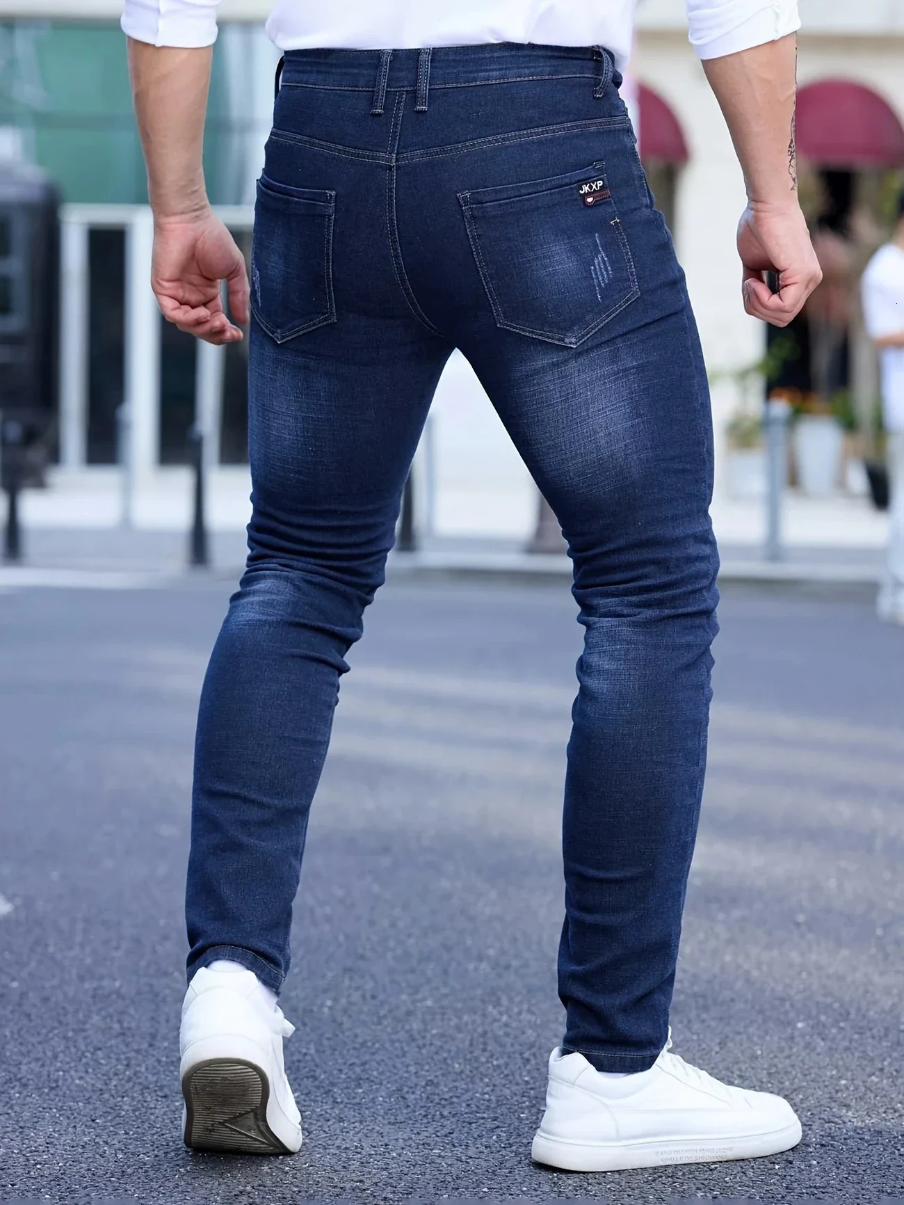 2025 Spring Autumn Mens Fashion Ripped Skinny Jeans Street Style Vintage Wash Solid Denim Casual Slim Fit Pencil Pants 28-36 260122