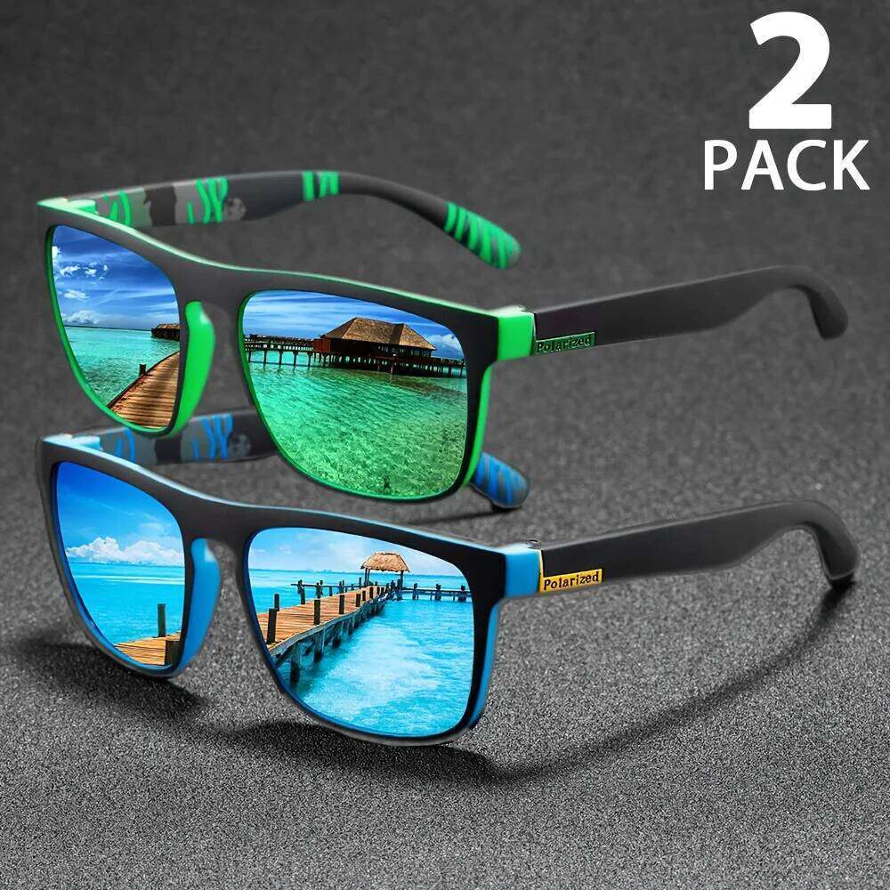 2pcs/set Popular Square Polarized Sunglasses UV Protection Sports Glasses Men Women UV400 Eyewear Gifting for Family Friend Y260207