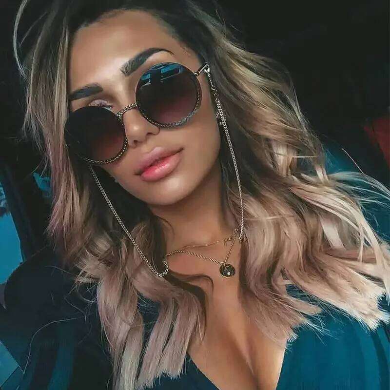 Chain Round Sunglasses Metal Luxury Brand Rimless Sun Glasses Lunettes De Sol Femme Shades Women Sunglass Zonnebril Dames Y260207