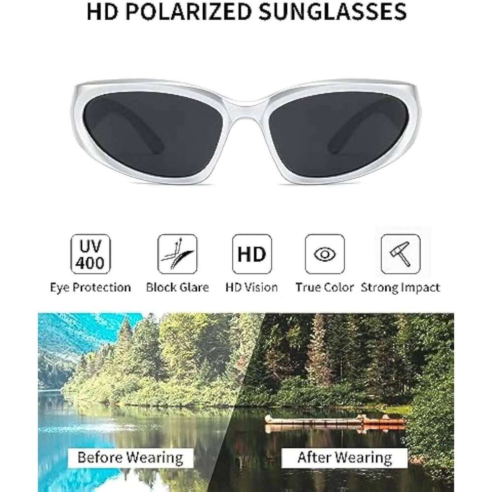 Y2K Punk Polarized Sunglasses Wrap Around Men's Women's sunglasses Fashion Sport Shades Sun Glasses Y260207