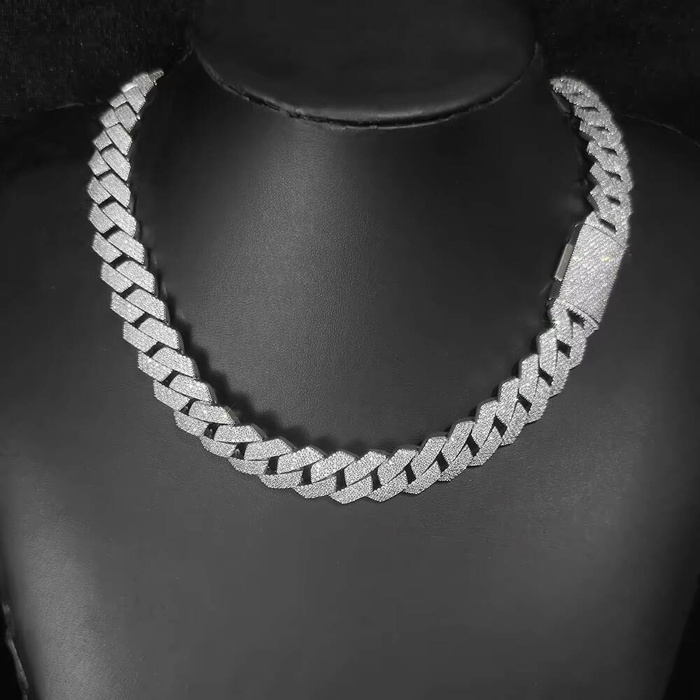 Hip Hop Jewelry 15mm Diamond Cuban Link Prong Chain Women Rose Gold Plated 18K PVD Plated Iced vvs moissanite Miami Cuban