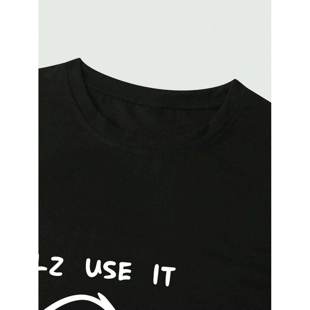 Plz Use It Men Cotton T-shirt Luxury Brand Fashion Big Size Top Casual Short Sleeve Streetwear Classic Print New Arrival Tee 4XL C260207