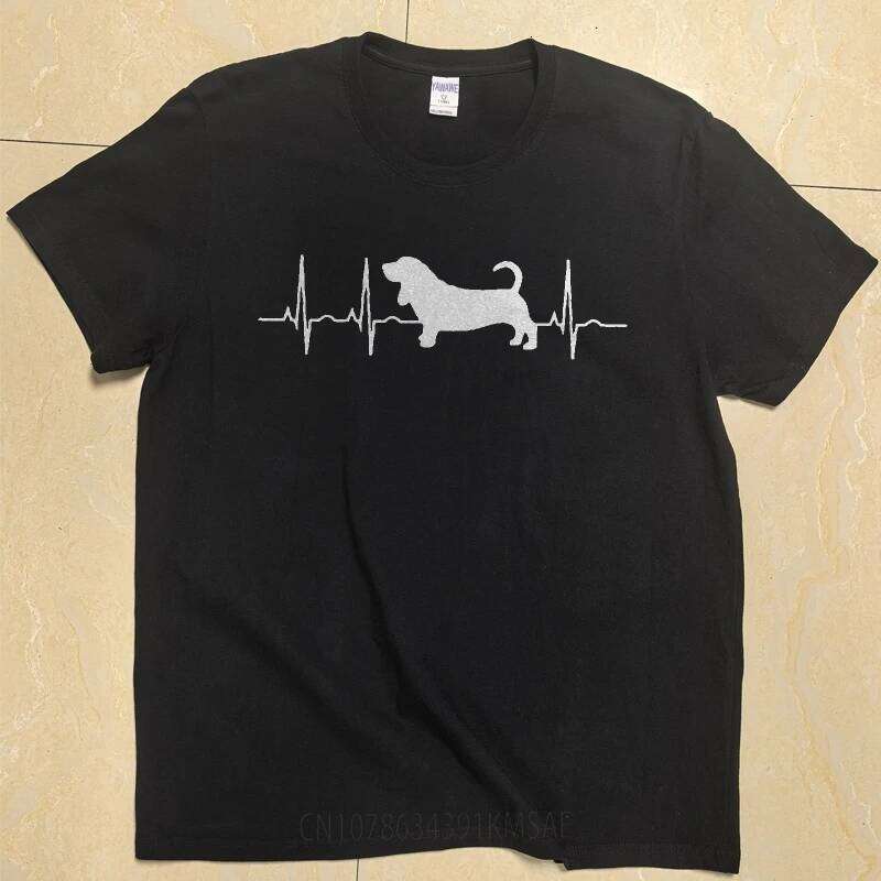 Funny t-shirt Street Wear Men Oneck tshirt Casual Dachshund Heartbeat Silhouette Design Minimalist Teeshirt Teenagers Tee shirt C260207