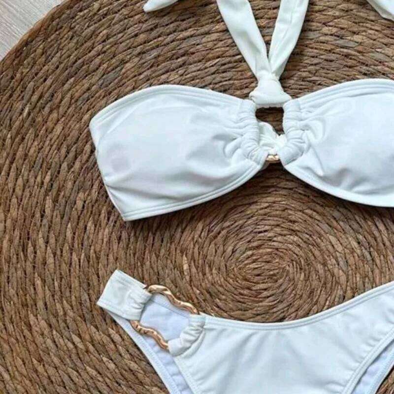 New Sexy White Bikinis Women's Swimwear Female Swimsuit For Swim Wear Bathing Suits Brazilian Bikini Set Beachwear Pool Bather C260207