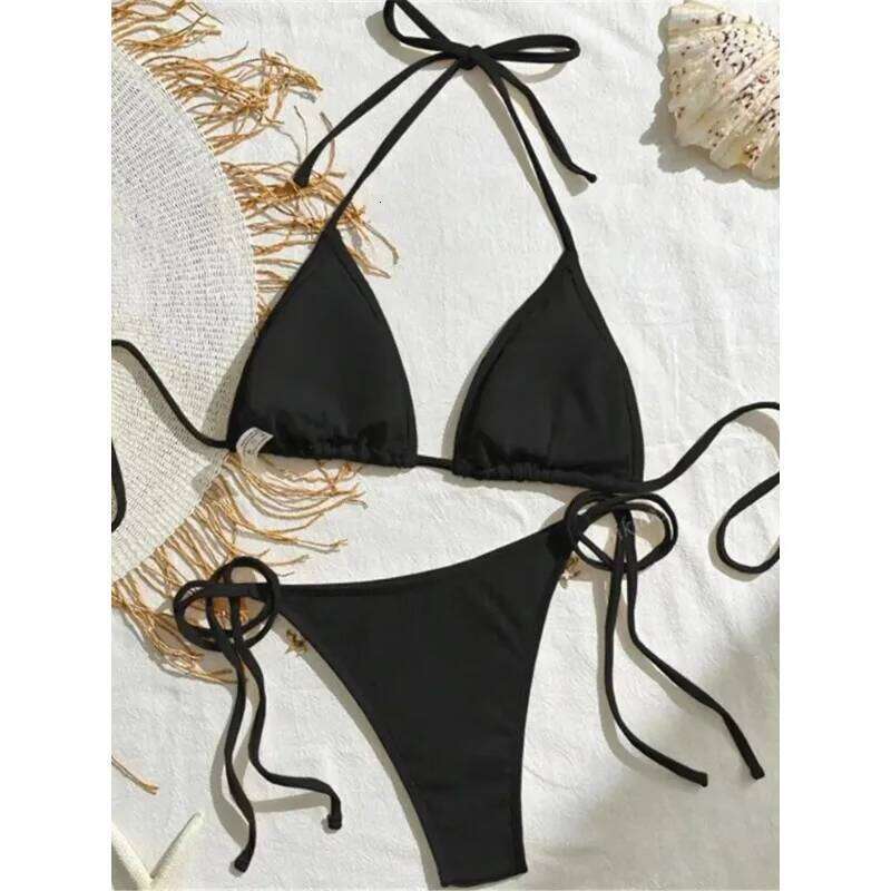 New Splicing Halter Strappy Brazilian Women Swimwear Female Swimsuit Two-pieces Bikini set Bather Bathing Suit Swim K6024 C260207