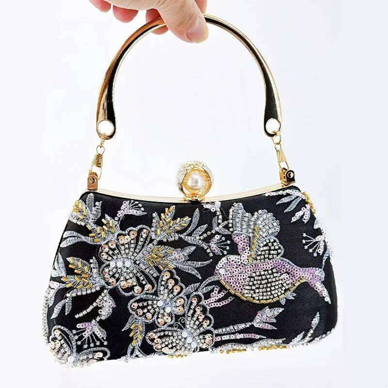 New Fashion Chinese Style Women's Embroidered Sequin Evening Clutch High-end Party Handbags Premium Dress Crossbody Bag
