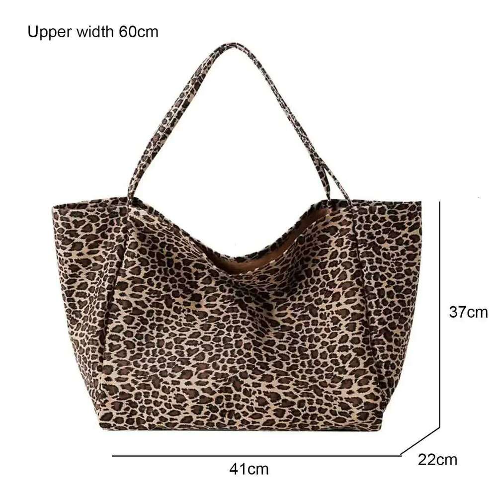 Women's Shopping Handbag Fashion Leopard Pattern Crossbody Large Capacity Shoulder Bag Simple Canvas Female Bags C260207