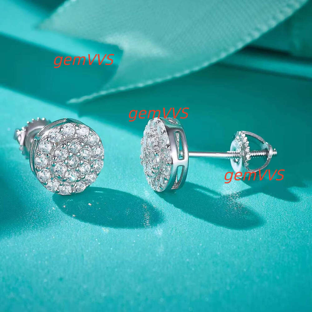 Guangzhou Luxury Rhodium S925 Sterling Silver Fine Lab Grown Diamond VVS Moissanite Custom Round Women Stud Earrings