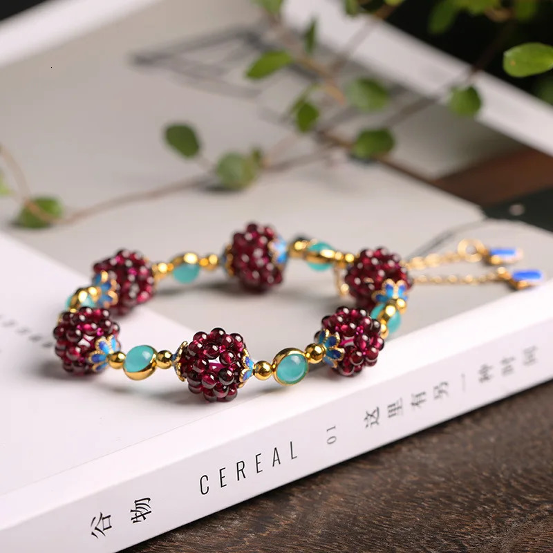 Style Natural Garnet ite Stone 14K Gold Filled Female Bracelet Jewelry For Women Birthday Gifts No Fade 260202