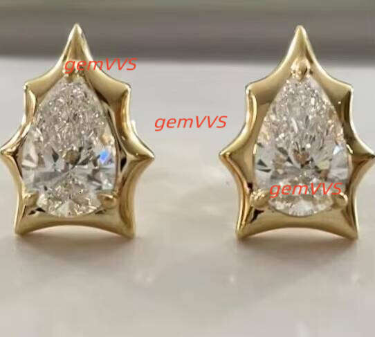 925 Sterling Sliver Moissanite Pear Cut Diamond Stud Earrings