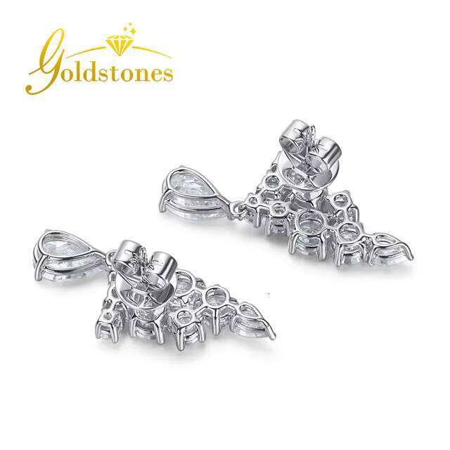 Luxury Style Women's Drop Pear Round Cut White Moissanite Inlaid Earrings